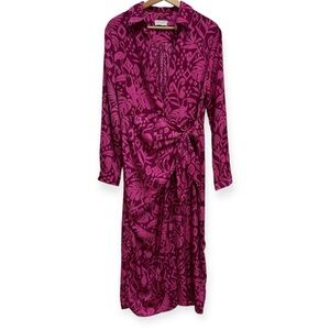 Dress Forum Tropical Toucan Flamingo Long Sleeve Wrap Midi Dress Medium